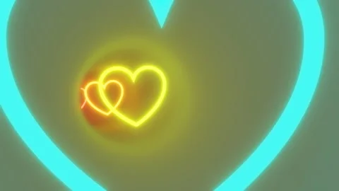 Flying Inside Heart Ring Tunnel Rainbow Glowing Illumination Tube Stock Footage 201360811