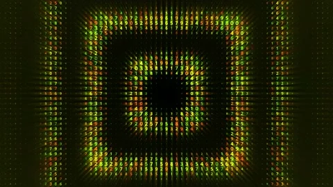 Flying inside hypnotic rectangle tunnel with endless rows of numbers, seamless Stock Footage 152622405
