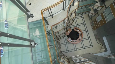 Flying inside modern office building Stockbeeldmateriaal 47385085