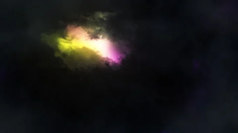 Flying inside a Mysterious Colorful Lightning Storm Stock Footage 136906066