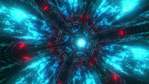 Flying inside sci fi futuristic tunnel Stock Footage