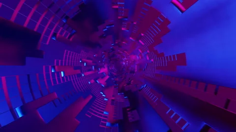 Flying inside the tube. Techno 3d looping motion graphics Stockbeeldmateriaal 233553874