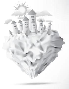 Flying island Stock Illustration