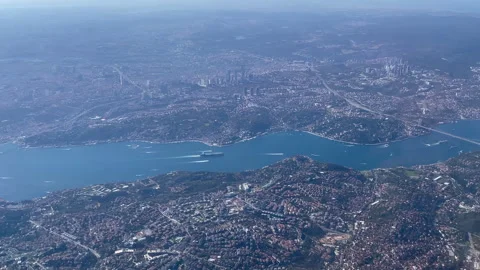 Flying into Istanbul. View from the plane window. Stock Footage 317238491