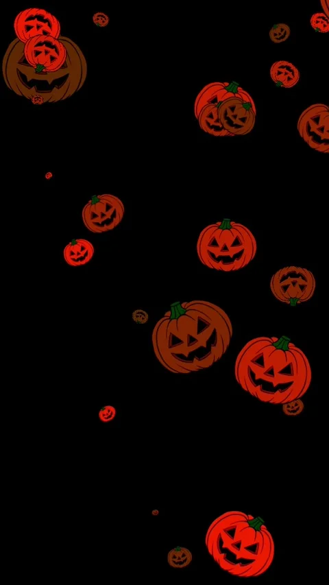 Flying Jack-o'-Lantern Pumpkins on Black Background, Halloween Pumpkin Anim.. Video stock 346297077
