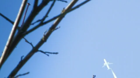 Flying jet in blue sky Stock Footage 124880