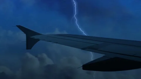 Flying On A Jet Plane Through Storm | Stock Video | Pond5