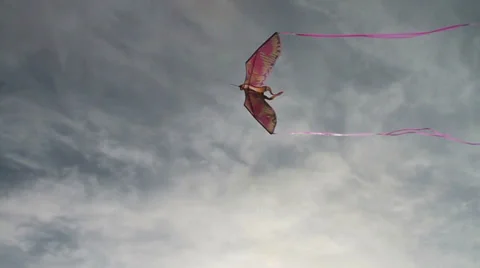 Flying Kit in Sky Stock Footage 34512798