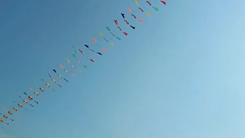 Flying a kite on the beach Stock Footage 257041677