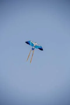 Flying kite in blue sky Stock Photos