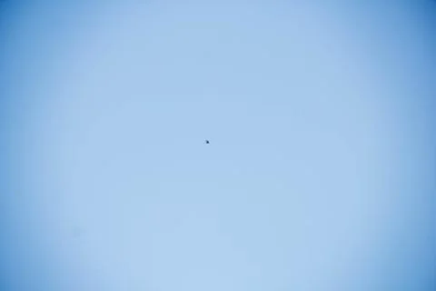 Flying kite in blue sky Stock Photos