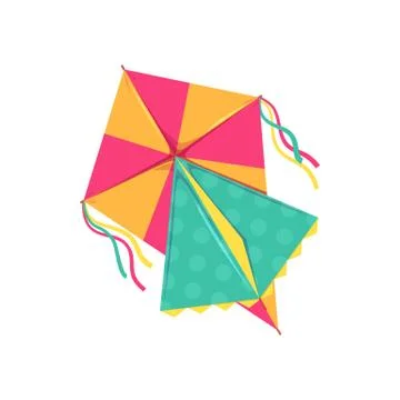 Flying kite, entertainment and active pastime Stock Illustration