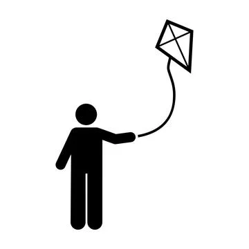 Flying, kite, man icon. Element of man with random object icon. Premium quality Stock Illustration