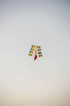 Flying kite in sky Stock Photos