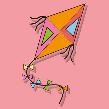 Flying kite toy. Stock Illustration