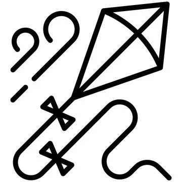 Flying Kite in Wind Line Icon Vector Ilustración de archivo