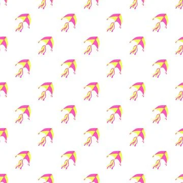 Flying kite yellow pink pattern on white background Stock Illustration