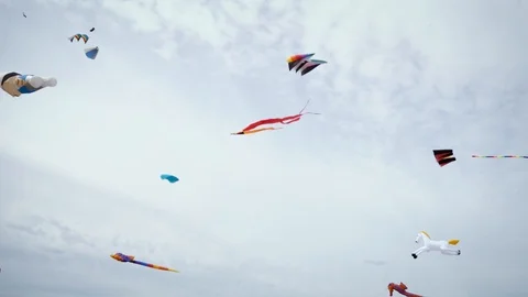 Flying kites in the sky Stock Footage 91329932