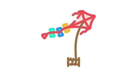 Flying kites spring color icon animation Stock Footage 327257117