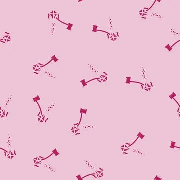 Flying kites spring glyph vector seamless pattern Stock Illustration