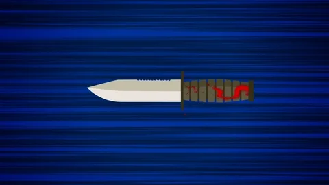 Flying knife on blue background. Animati... | Stock Video | Pond5