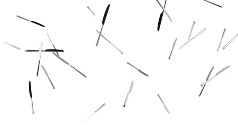 Flying knifes. Looping. Alpha channel is included. Stock Footage 52505370