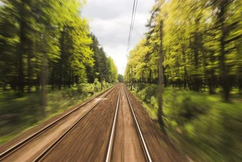 Flying landscapes through train window Stock Photos