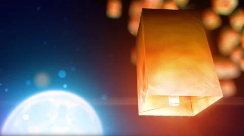 Flying lanterns Video stock 1010386