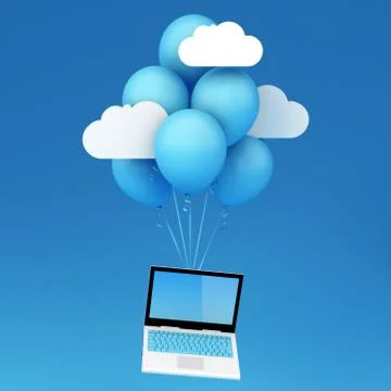 Flying laptop Stock Illustration