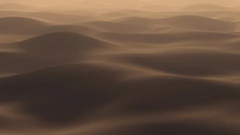 Flying from left to right over stylized desert at sunset, repeatable animation Stock Footage 124858488