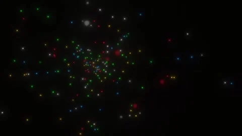 Flying from left to right is a source of multi-colored sparks. Stock Footage 166998029