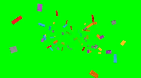 Flying Lego blocks - loop, green screen Stock Footage 65802438