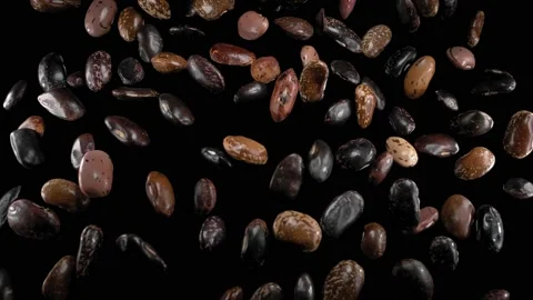 Flying legumes on a black background. Colored beans. Super slow motion. 動画素材 149242671