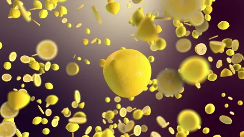 Flying lemons in seamless loop Stock Footage 150382337