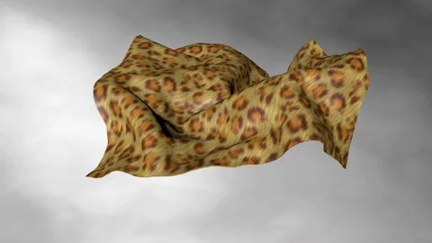 Flying leopard cloth - 3D Render Animation Stock Footage 136331384