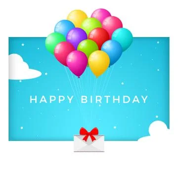 Flying Letter with balloons. Isolated Vector Illustration Stock Illustration