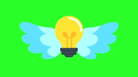 Flying Light Bulb with Wings for Creative Idea and Innovation Concept Stock Footage 320197904