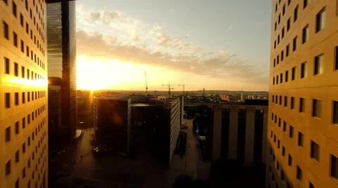 Flying into the light. sunset city. skyline. real estate. landmarks Stock Footage 39765229