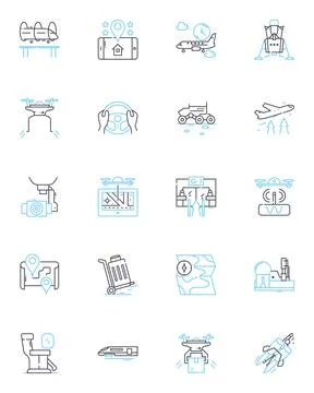 Flying linear icons set. Soaring, Gliding, Ascending, Descending, Hovering イラスト素材