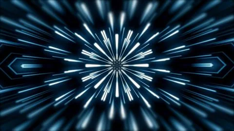 Flying lines into digital technologic tunnel. Futuristic technology abstract  Stock-Illustration