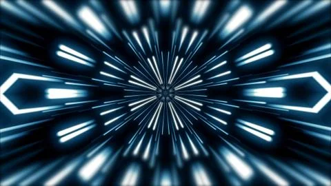 Flying lines into digital technologic tunnel. Futuristic technology abstract  Stock-Illustration