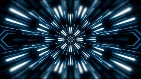 Flying lines into digital technologic tunnel. Futuristic technology abstract  Stock-Illustration