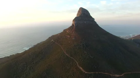 Flying At Lion's Head Mountain in Cape Town Sunset Stock-Footage 65178095