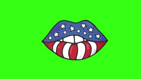 Flying lips with USA flag texture on green screen background Vidéo 317309260