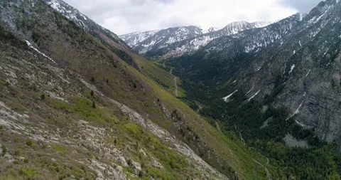 Flying Up Little Cottonwood Canyon drone 4k footage Stock Footage
