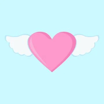 Flying Love Heart Wings Vector Illustration Graphic Stock Illustration