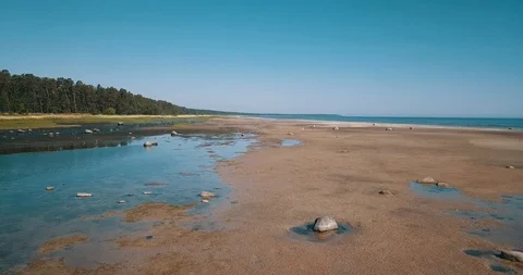 Flying low along coastline Stock Footage 90758443