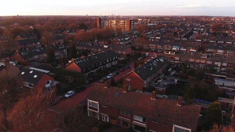 Flying low over district in The Netherlands 4K Video stock 91275673