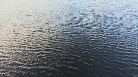 Flying low over a lake and tilting the camera up revealing the forest in Norw Stock Footage 248554887