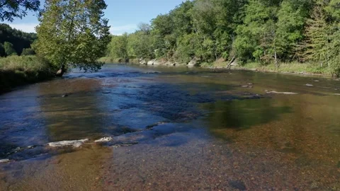 Flying Low over the New River Stock Footage 139156134
